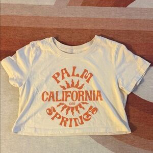 Palm Springs California women’s crop top T-Shirt - Cream and Orange size small